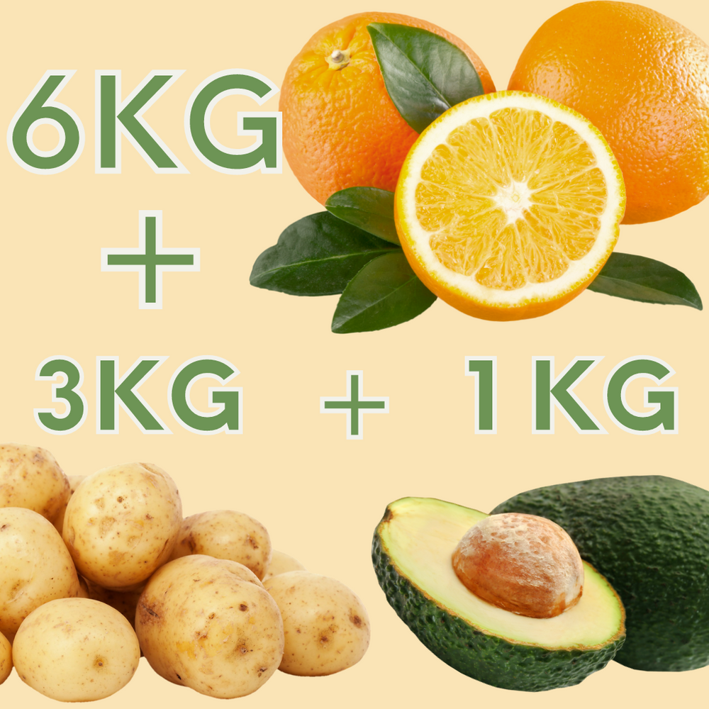 6 Kg Naranja zumo + 3 Kg patatas + 1 k Aguacate
